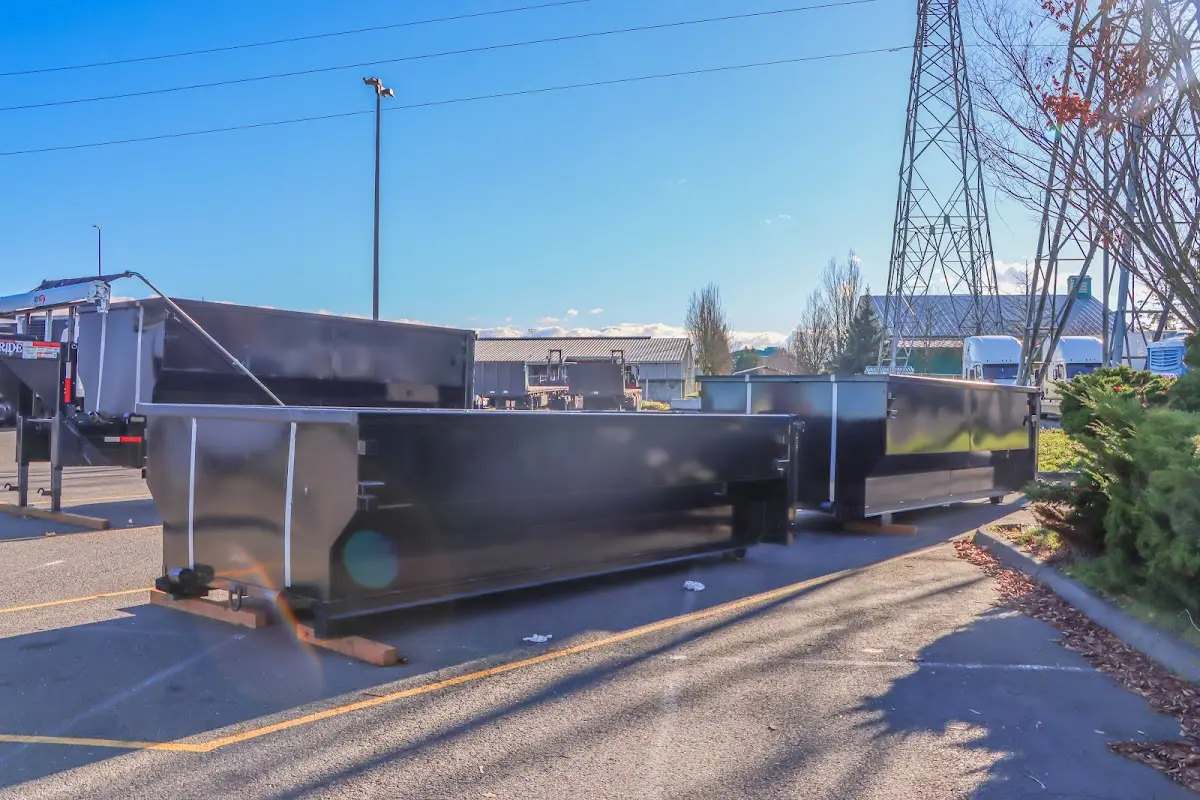 Roll-off dumpster ready for waste disposal at job site for Construction Dumpster Rental in Miamisburg